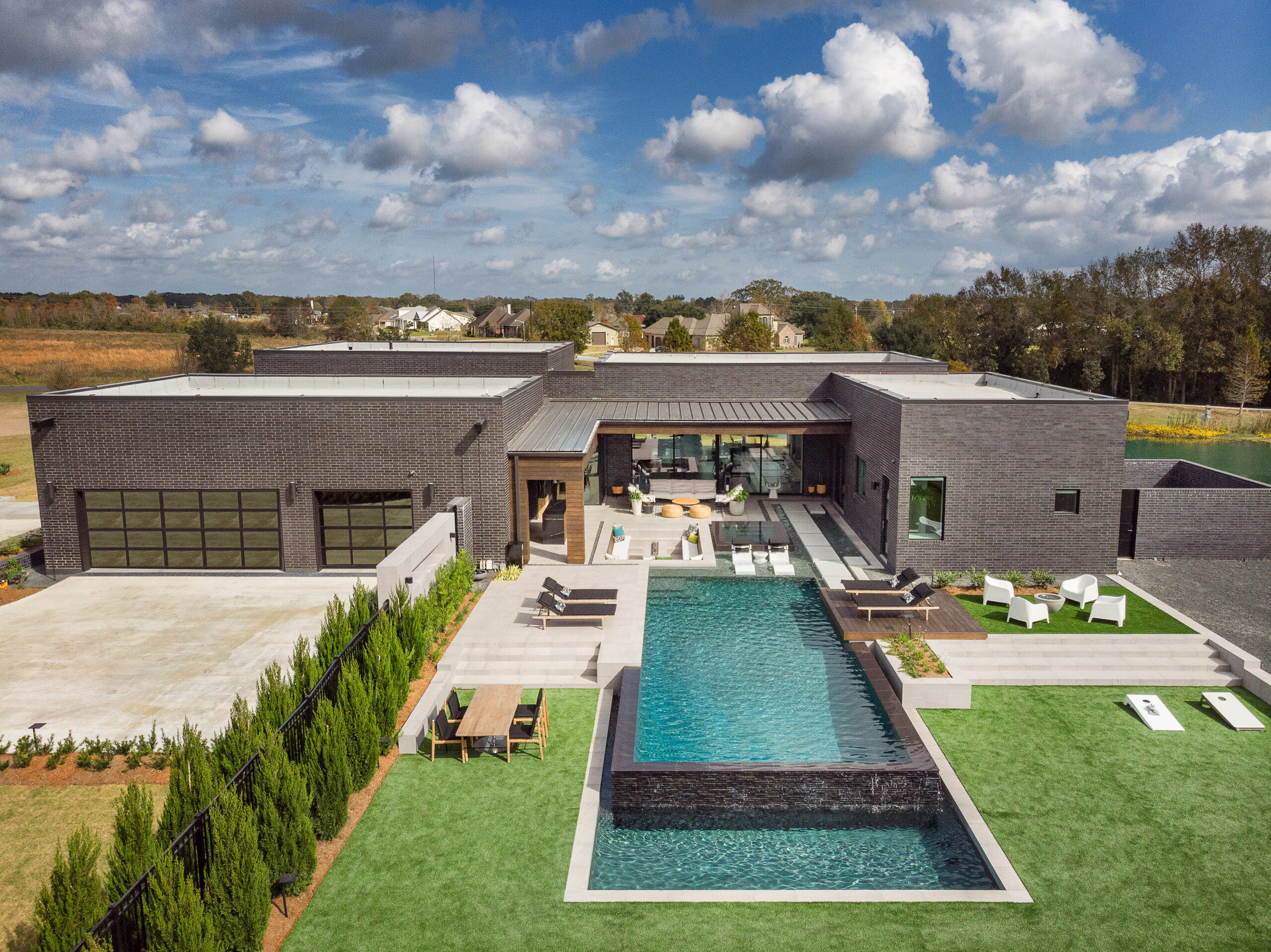 Maintained estate landscape and pool