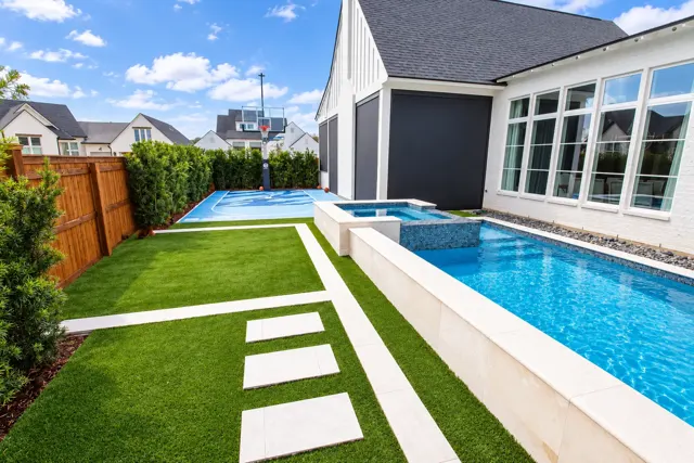 Drew project — Pool and spa · Artificial turf · Basketball court
